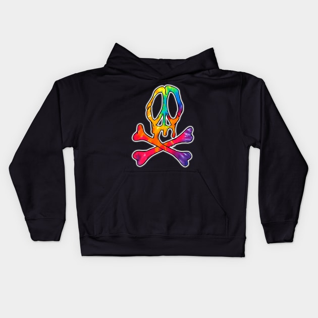 Tie Dye Peace Skull Kids Hoodie by DarkArtsStudios